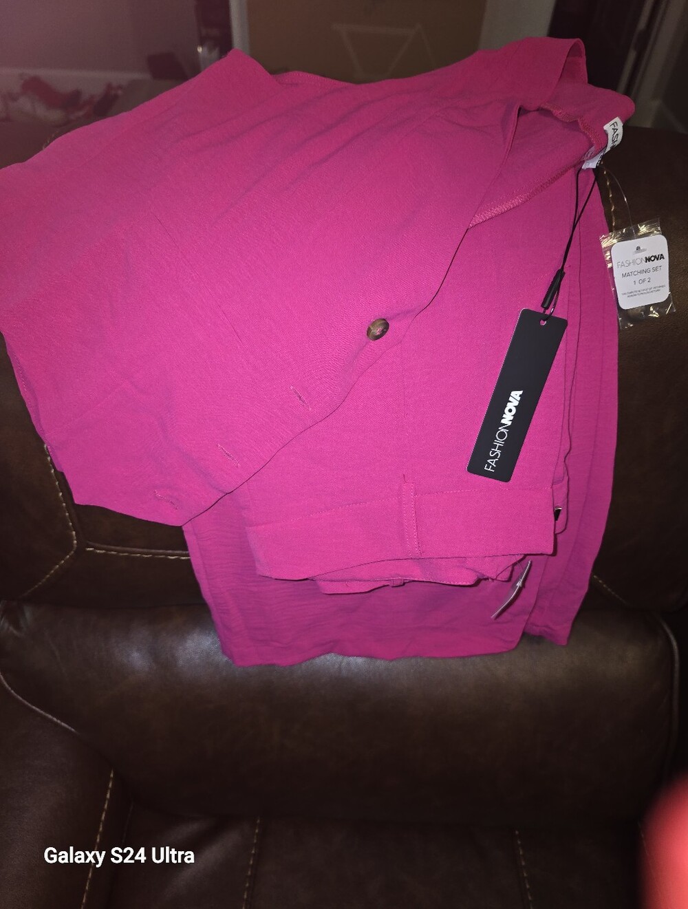 Fashion Nova Hot Pink Vest & Pants Matching Set NWT Size L